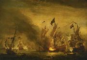 VELDE, Willem van de, the Younger The burning of the Royal James at the Battle of Solebay Spain oil painting artist